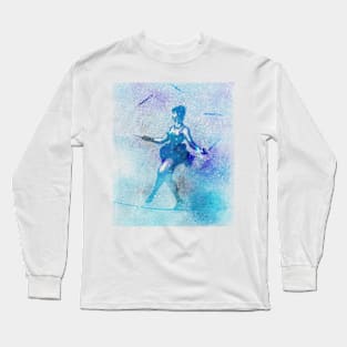 Knife Juggler In Blue Long Sleeve T-Shirt